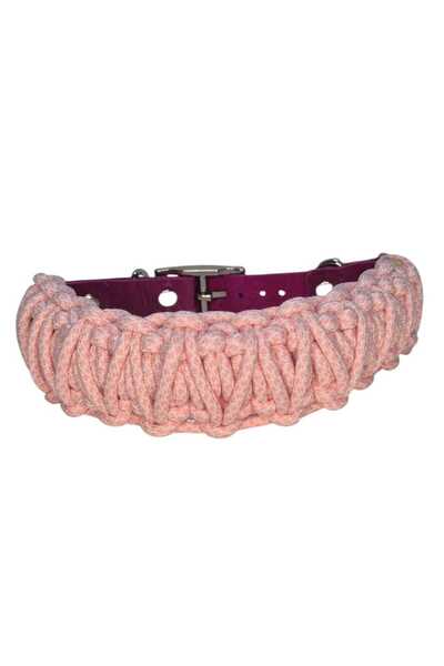 moonparacord Dog Collar White with Pink Color 38-44 cm