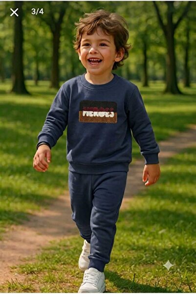 tuma collectıon Boys' Winter Tracksuit Set Sweatshirt Bottoms Cotton Three-Th...