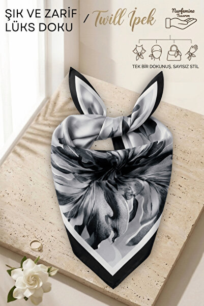 nurfemina Artistic Leaf Pattern - Twill Silk Texture - Multi-Purpose Square B...
