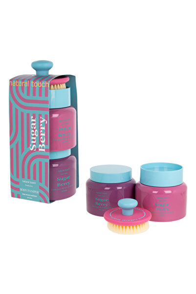 Natural Touch Body Pamper Trio (Body Scrub - Body Butter - Scrub brush) Sugar...
