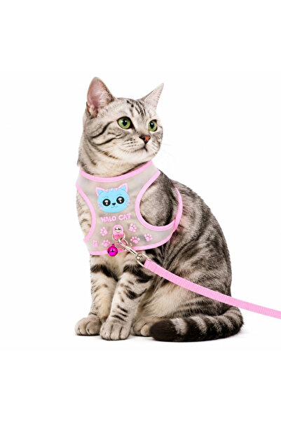 Generic Brand Set Ham cu Lesă pentru Pisici, Vestă Reglabilă HALO CAT cu Clop...
