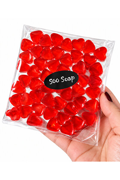 SOO SOAP صابونات صغيرة على شكل قلب، مسحوق أحمر معطر، هدية مصنوعة يدويًا للزينة