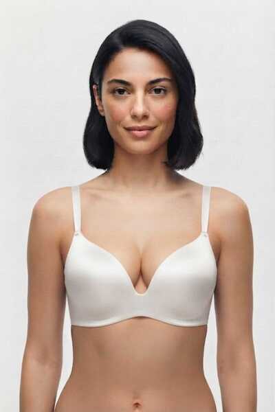 ÖMF White Women's Premium Laser Cut Seamless Basic Underwire C Cup Bra - Non-...