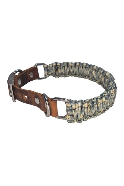 moonparacord طوق للكلاب لون رمادي كريمي 36-40 سم