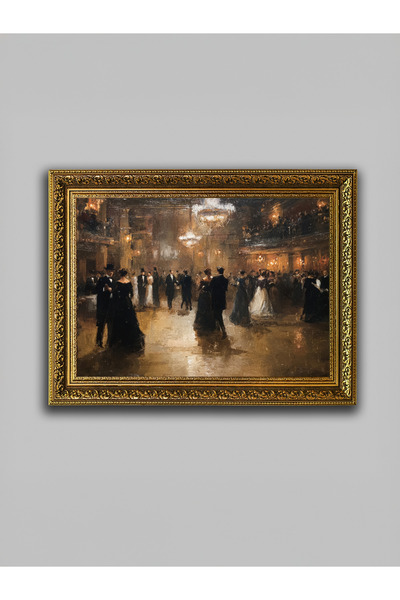 WoodyArts Balo Altın Eskitme Çerçeveli Dekoratif Salon Duvar Tablosu Ev Ofis ...