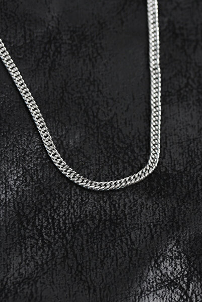 Livenda 316L Steel Curb Model Chain Silver Color Men's Necklace Tj-Erk1407