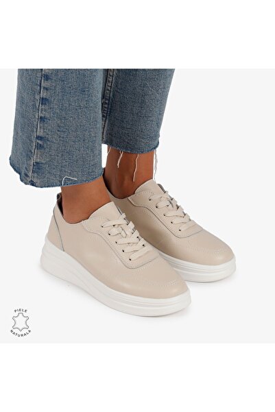 trendamoda Pantofi Casual de dama din Piele Naturala beige