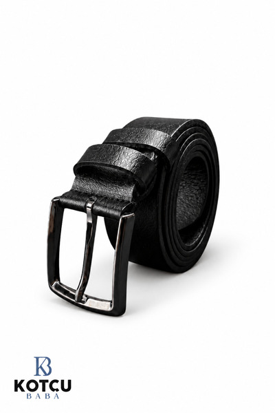 KOTCUBABA Genuine Calfskin Black 4 cm Battal Men's Belt