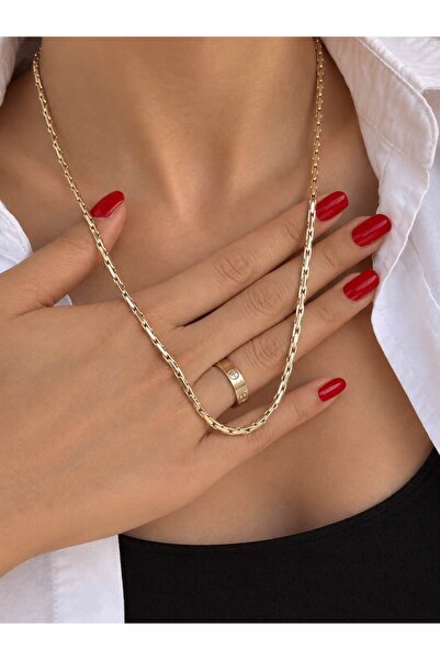Alveole Jewelry 14K Bar Link Zincir 55 cm Kolye