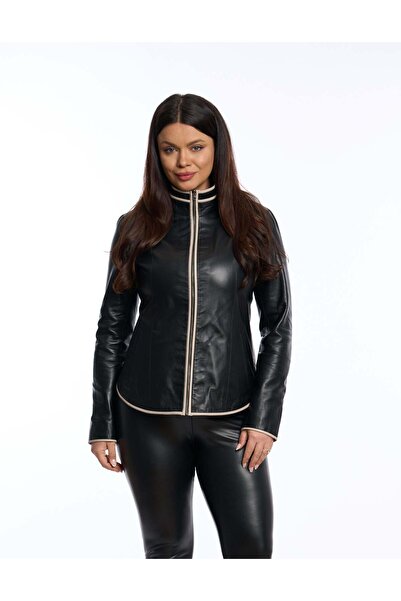 Luxus Geaca din piele naturala cu 2 fete. model scurt, neagra