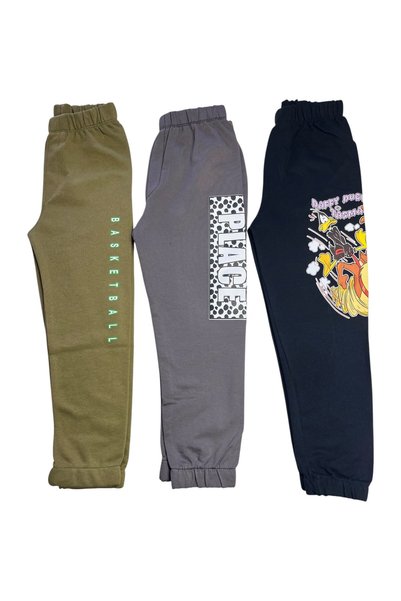 Minik Motion Children's Boys' Sweatpants Large Printed 3-Piece Set