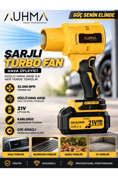 VEROXA Ahv-18 Şarjlı Turbo Fan Hava Üfleyici Kırmızı - 21V Kömürsüz Motor (Br...