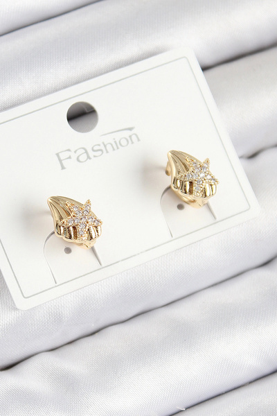 Livenda Brass Zircon Stone Star Model Gold Color Children's Earrings Tj-Bkp11193
