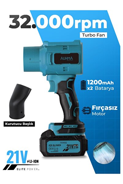 VEROXA Ahv-18 Şarjlı Turbo Fan Hava Üfleyici Kırmızı - 21V Kömürsüz Motor (Br...