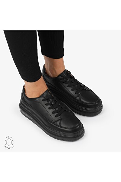 trendamoda Pantofi CASUAL PIELE NATURALA Negru