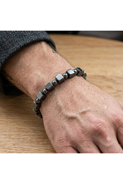 Nazellaa Hematite Gray Natural Stone Bracelets