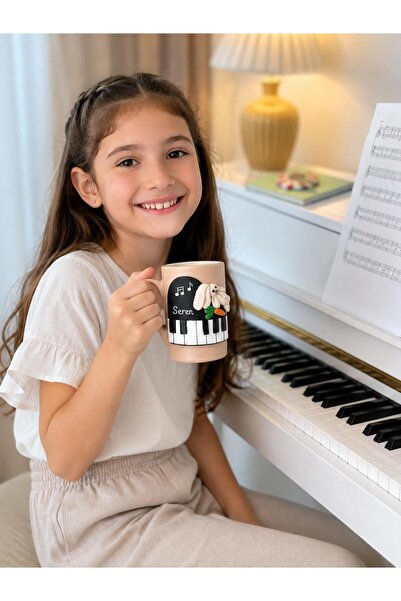 Piyano Temalı El Yapımı Kupa - Müzik Severlere Özel Hediye Kupa