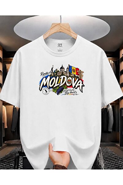 EYMORA Republic of Moldova Printed White Unisex T-Shirt – Moldova Flag and Ci...