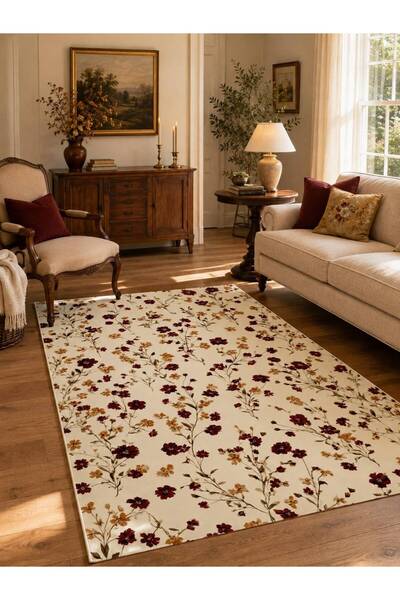 YTR HOME Dijital Baskı Yıkanabilir Kaymaz Taban Dekoratif Salon Mutfak Halısı...