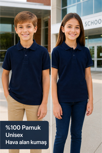 HER ŞEY NOTA www.herseynota.com Tricou cu guler polo pentru copii, unisex, al...
