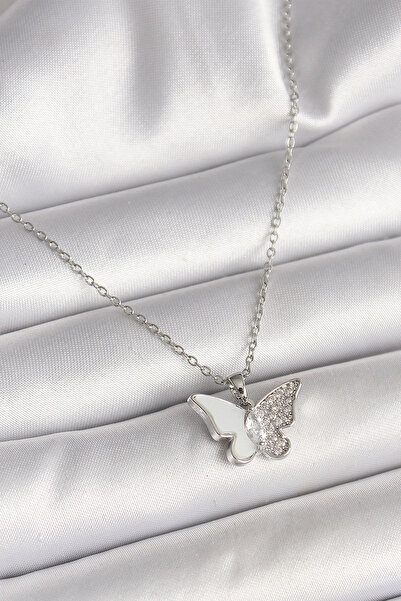 Livenda 316L Steel Silver Color Chain with Zircon Stone and White Enamel Mode...