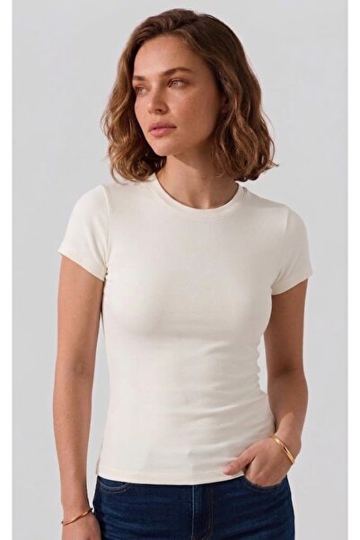 JUPEN Women's Crew Neck Stretchy Body Fitted T-Shirt