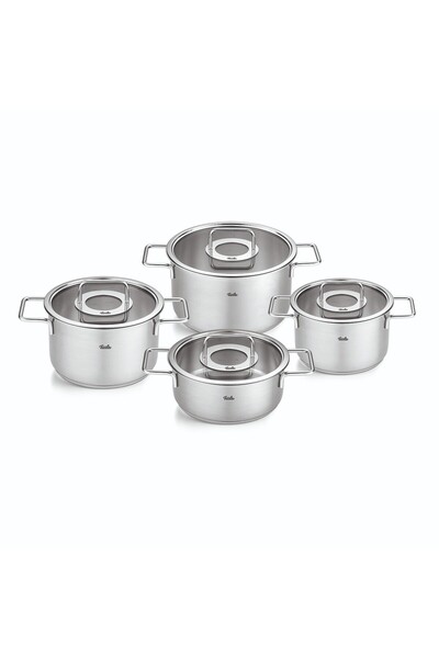 Fissler طقم أواني طهي من الفولاذ بغطاء زجاجي من بيور كوليكشن، 8 قطع