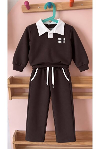 KOKOŞ BEBEK Girl's Collar Detailed Tracksuit Set - Age 6/12 - 31914 (Narrow Fit - Please Choose 1 Size Larger)