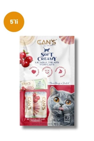 Can’s Soft Creamy Deniz Tarağı ve Kızılcıklı Kedi Ödül Kreması 15 gr x 5’li
