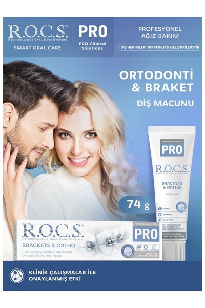 R.O.C.S. Pro Brackets & Ortho Diş Macunu - SLS İçermeyen, Güçlendirici ve Min...