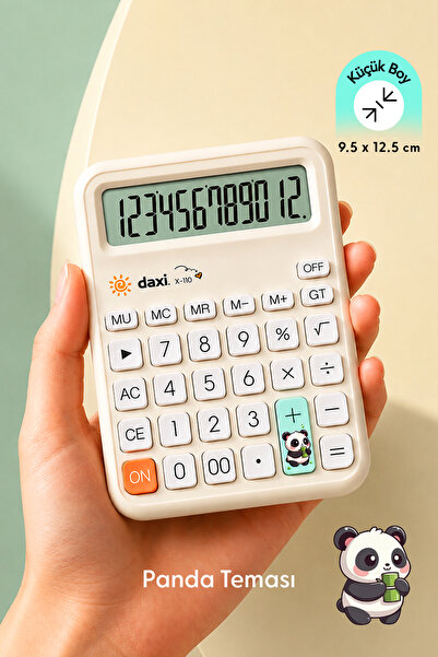 Daxi X-110 Küçük Boy Hesap Makinesi, Panda Temalı, İki Renkli Gövde Tasarımı,...