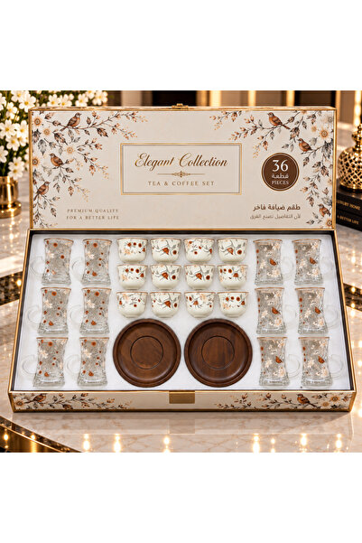 laverahome 36 Piece Luxury Gift Set of Cups and Saucers – Rose Embroidery Des...