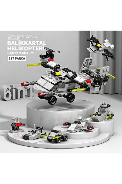 Genel Markalar Osprey Askeri Helikopter Yapım Blokları Seti 6'sı 1 Arada Döne...