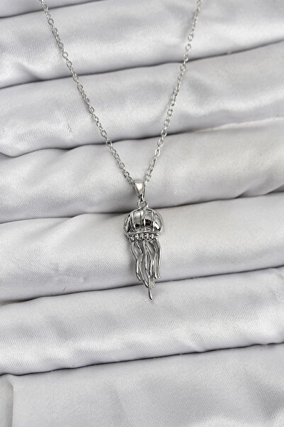 Livenda 316L Steel Chain Silver Color Jellyfish Model Zircon Stone Women's Ne...