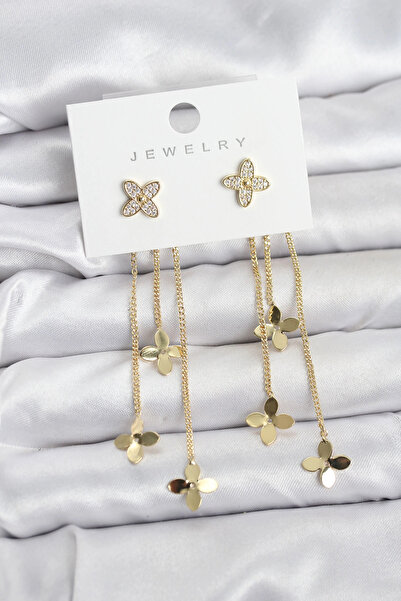Livenda Lotus Model Gold Color Brass Dangle Women's Earrings Tj-Bkp11461