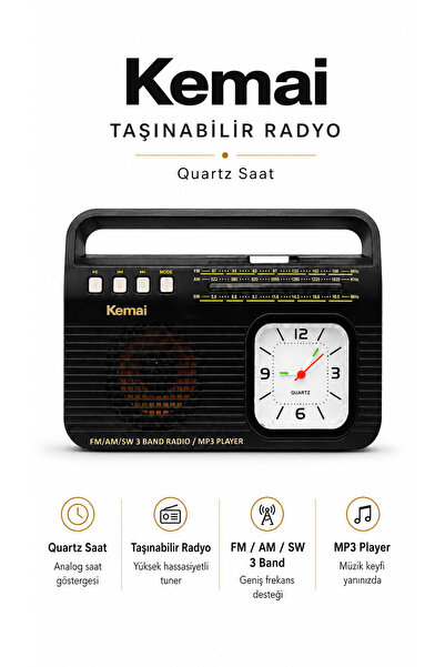 ULTRATEKNO MD-502BT Analog Saatli Bluetooth Şarjlı Radyo