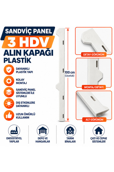 Genel Markalar SANDVİÇ PANEL 4 CM 3 HDV ALIN KAPAĞI PLASTİK BEYAZ