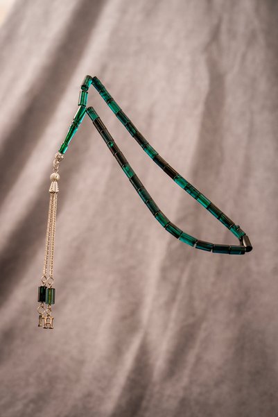 İSTANBULTAKI925 Cut Amber Prayer Beads with Special Box and Letter Tassel