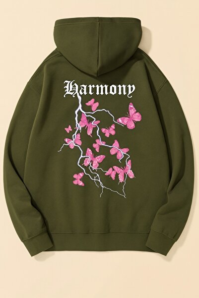 JANTIL MODA Unisex Oversize 3 Thread Raster Printed Hooded Sweatshirt with Ka...