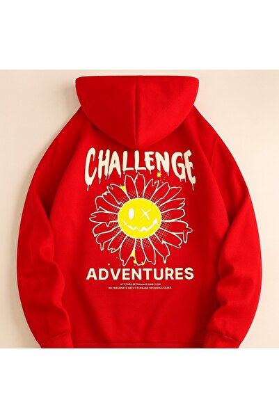 JANTIL MODA Unisex Oversize 3 Thread Raster Printed Hooded Sweatshirt with Ka...