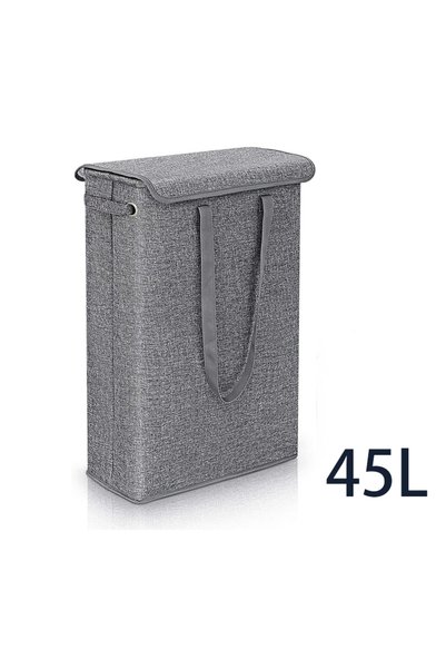 Generic Brand Foldable laundry basket 45L, with lid, saves space, linen look,...