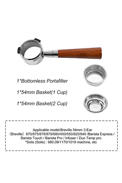 Choice 54MM 3Ear-Rosewood D 54mm Coffee Bottomless Portafilter Naked For Brev...