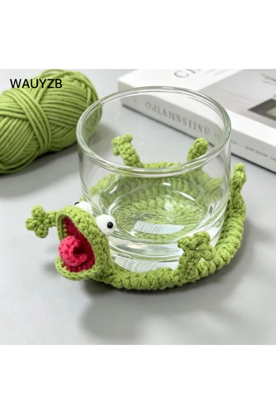 Choice GREEN Animal Crochet Lizard Cup Coaster, Handwoven Finished Coffee Mat...