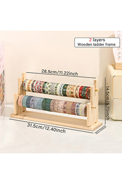 Choice 2layers-yellow 1pc Multifunctional Wooden Tape and Sticker Storage Rac...
