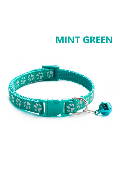 Choice Mint Green 1/5Pcs Adjustable Footprint Pet Collar with Bell, Cute Soft...