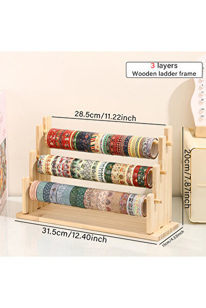 Choice 3layers-yellow 1pc Multifunctional Wooden Tape and Sticker Storage Rac...