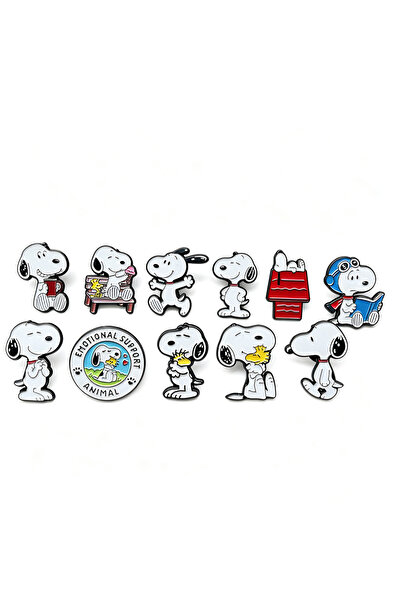 BANDAI 11pcs Brooches 8/10/11pcs Cute Snoopy Enamel Pins Set Cartoon Puppy Do...