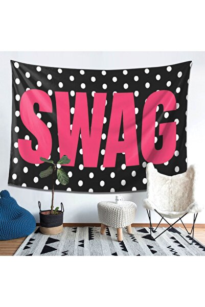Choice 40X60CM(1.3X2FT BU-1 VIKAMA Polka Dot SWAG Tapestry Bold Pink Letter W...