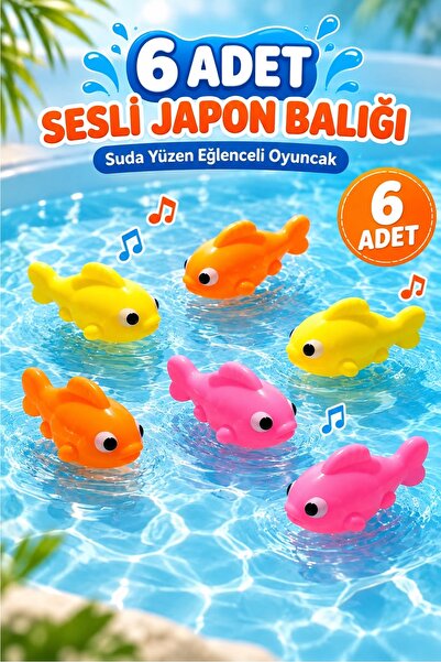 Kitchen Beauty 6 Adet Suda Yüzen Ses Çıkaran Vinil Japon Balığı Banyo Oyuncağ...