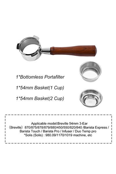 Choice 54MM 3Ear-Rosewood A 54mm Coffee Bottomless Portafilter Naked For Brev...